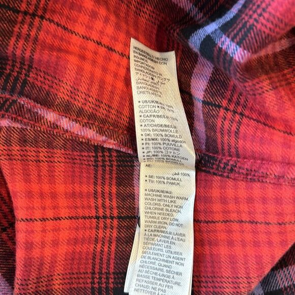Good Threads Shirt Womens Sz Large Red Plaid Button Down - Picture 7 of 8
